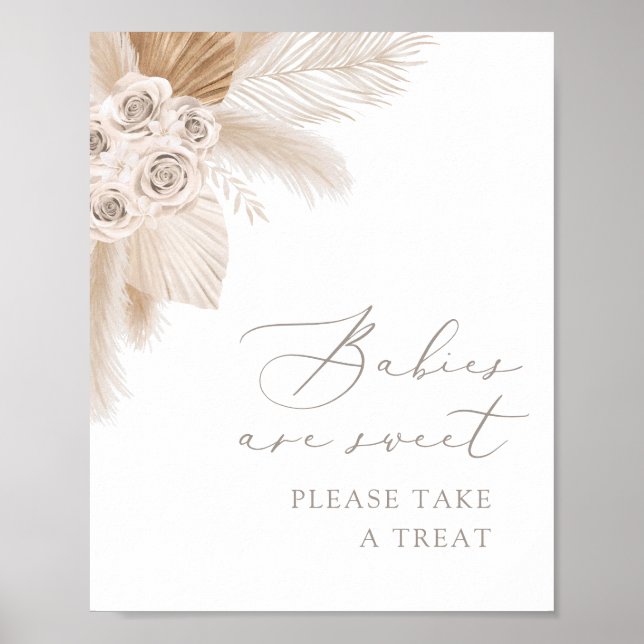 Boho Pampas Grass Babies are Sweet Take a Treat Poster (Front)