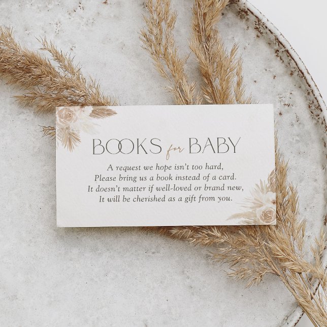 Boho Pampas Grass Baby Shower Books for Baby Enclosure Card (Creator Uploaded)