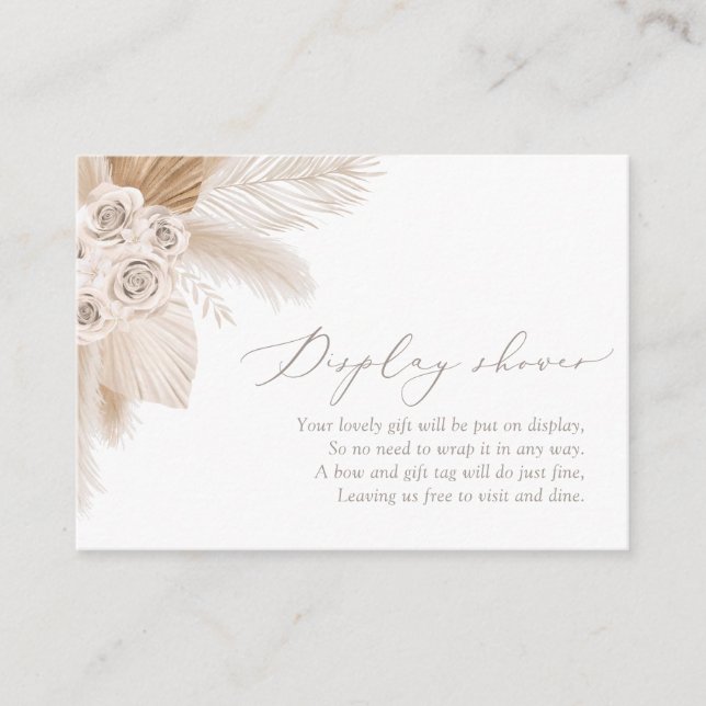 Boho Pampas Grass Baby Shower Display Shower Enclosure Card (Front)