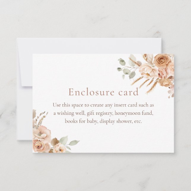 Boho Pampas Grass Baby Shower Enclosure Card (Front)