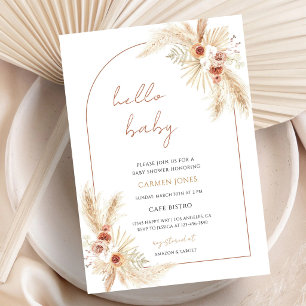 Boho Pampas Grass Baby Shower Invitation