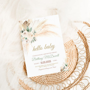 Boho Pampas Grass Baby Shower Invitation