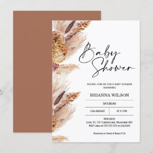 Boho Pampas Grass Baby Shower Invitation