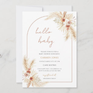 Boho Pampas Grass Baby Shower Invitation