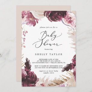 Boho Pampas Grass Baby Shower Invitation