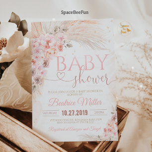 Boho Pampas Grass Baby Shower Invitation Girl Boho