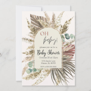 Boho Pampas Grass Baby Shower Invitation Neutral