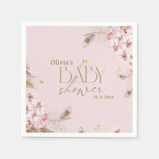  Boho Pampas Grass Baby Shower Napkin