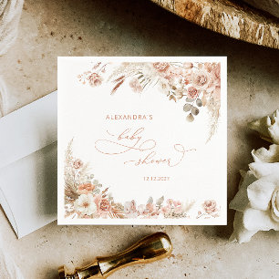 Boho Pampas Grass Baby Shower Napkin