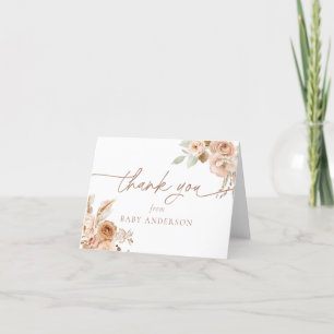 Boho Pampas Grass Baby Shower Thank You Card