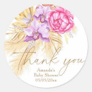 Boho pampas grass - Baby shower thank you Classic Round Sticker