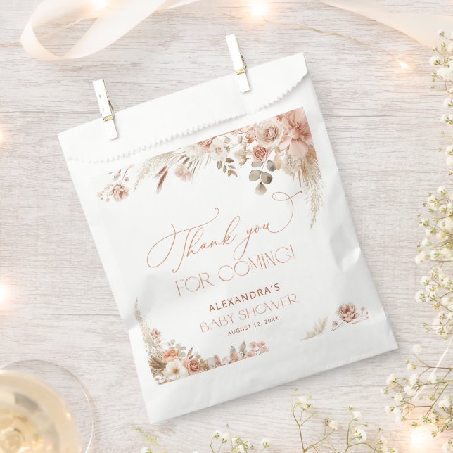 Boho Pampas Grass Baby Shower Thank You Favour Bags (Clipped)