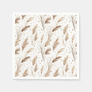 Boho Pampas Grass Beige Brown Star Pattern (1) Napkin