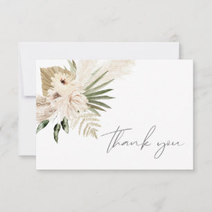 Boho Pampas Grass & Beige Floral Thank You Card