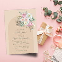 Boho Pampas Grass Beige Flowers Arch Bridal Shower
