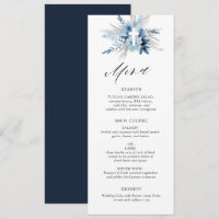 boho pampas grass blue floral menu card