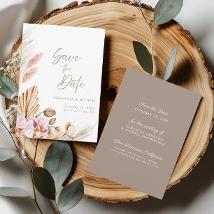 Boho Pampas Grass Blush Orchid Save the Dave Card