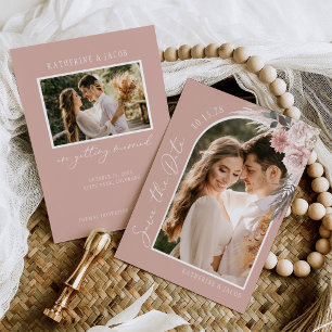 Boho Pampas Grass Blush Pink Photo Wedding Save The Date