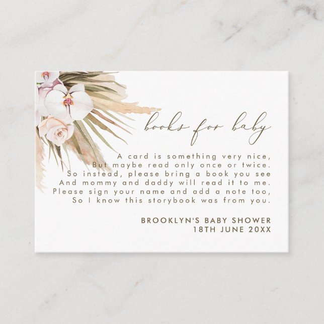 Boho Pampas Grass Books for Baby Insert (Front)