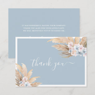 Boho Pampas Grass Boy thank you card