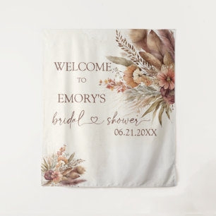 Boho Pampas Grass Bridal Shower Backdrop Tapestry