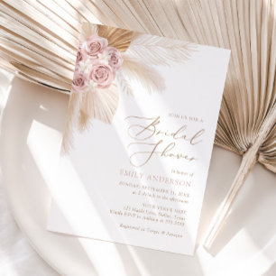 Boho Pampas Grass Bridal Shower Invitation