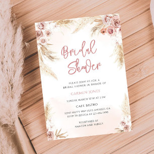 Boho Pampas Grass Bridal Shower Invitation