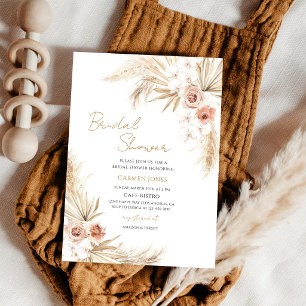 Boho Pampas Grass Bridal Shower Invitation
