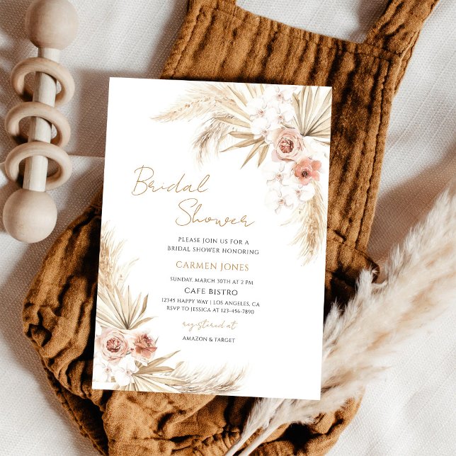 Boho Pampas Grass Bridal Shower Invitation (Creator Uploaded)