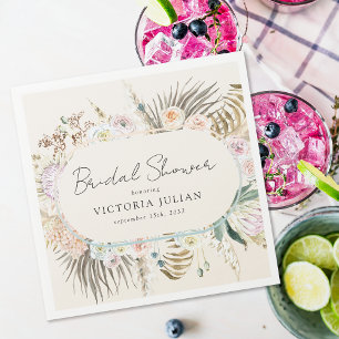 Boho Pampas Grass Bridal Shower  Napkin