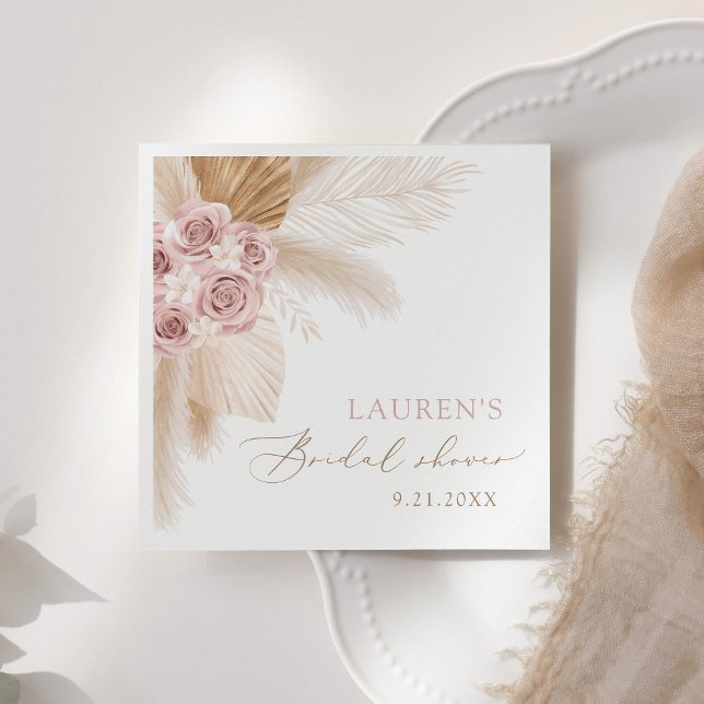 Boho Pampas Grass Bridal Shower Napkin (Creator Uploaded)