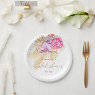 Boho pampas grass - Bridal shower Paper Plate