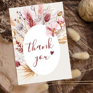 Boho Pampas Grass Bridal Shower Thank You Card