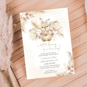 Boho Pampas Grass Bunny Baby Shower Invitation