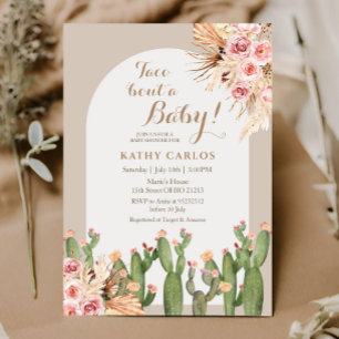 Boho Pampas Grass Cactus Taco ‘Bout A Baby   Invitation