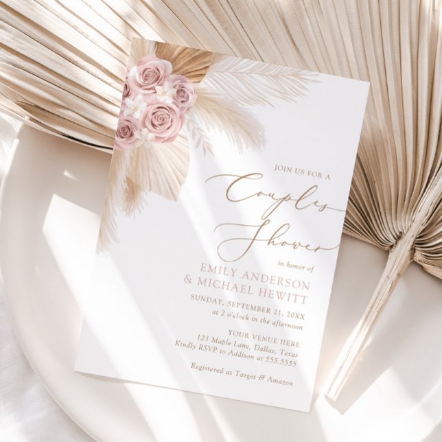 Boho Pampas Grass Couples Shower Invitation (Creator Uploaded)