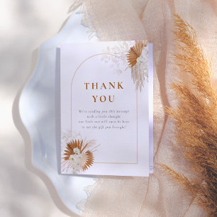 Boho Pampas Grass Cream Arch Girl Baby Shower Thank You Card