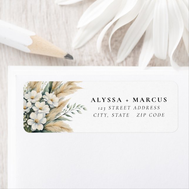 Boho Pampas Grass Daisies Couple Names (Insitu)