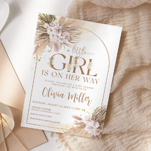 Boho Pampas Grass Desert Girl Baby Shower Invitation