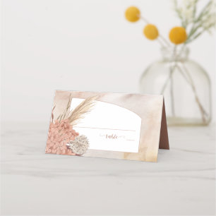 Boho Pampas Grass   Dried Blush Hydrangeas  Place  Card