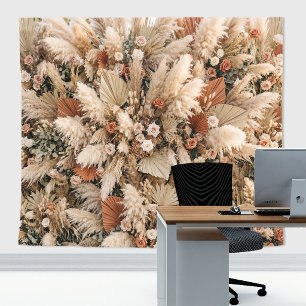 Boho Pampas Grass Dried Floral Wedding Backdrop Tapestry