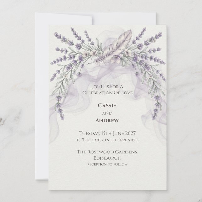 Boho Pampas Grass Dried Floral Wedding Invitation (Front)