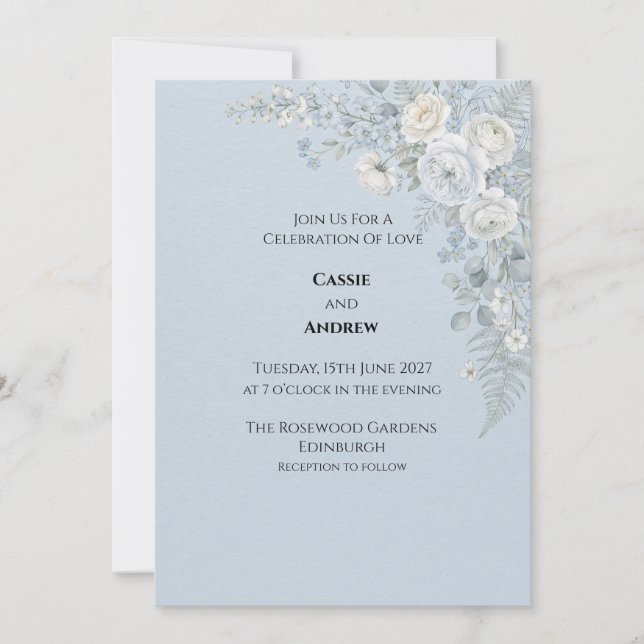 Boho Pampas Grass Dried Floral Wedding Invitation (Front)