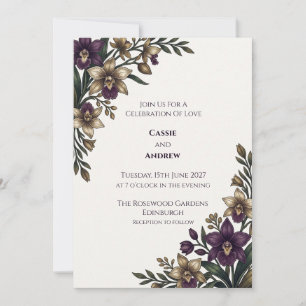 Boho Pampas Grass Dried Floral Wedding Invitation