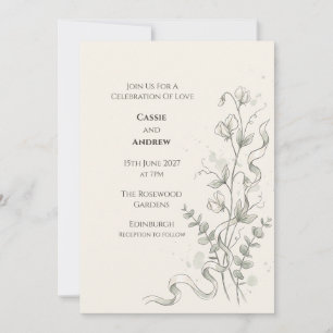 Boho Pampas Grass Dried Floral Wedding Invitation