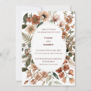 Boho Pampas Grass Dried Floral Wedding Invitation