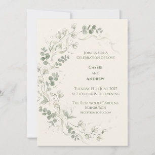 Boho Pampas Grass Dried Floral Wedding Invitation