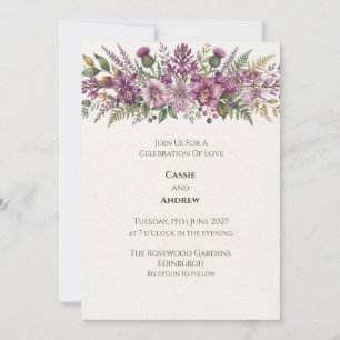 Boho Pampas Grass Dried Floral Wedding Invitation