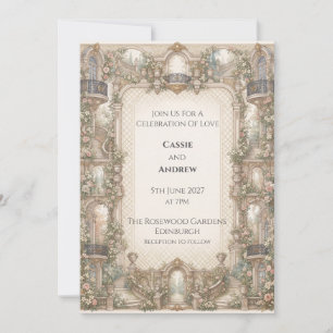 Boho Pampas Grass Dried Floral Wedding Invitation
