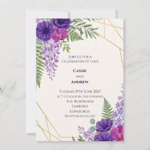 Boho Pampas Grass Dried Floral Wedding Invitation